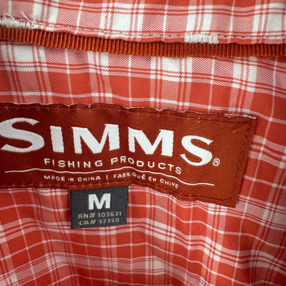 SIMMS Fishing Products Red Plaid Short Sleeve Button Up Shirt Men's‎ Size M - Picture 6 of 8